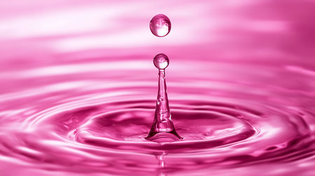 Beautiful water drop splashing into water with ripples and wavesの素材