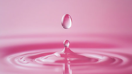 Beautiful water drop splashing into water with ripples and wavesの素材