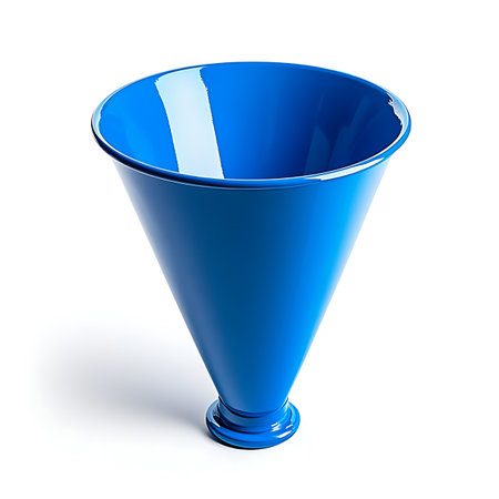 Blue funnel isolated on white backgroundの素材