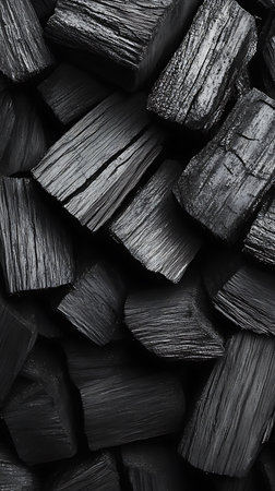 Wood charcoal texture background. Natural and rustic design conceptの素材