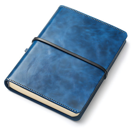 Blue notebook isolated on white backgroundの素材
