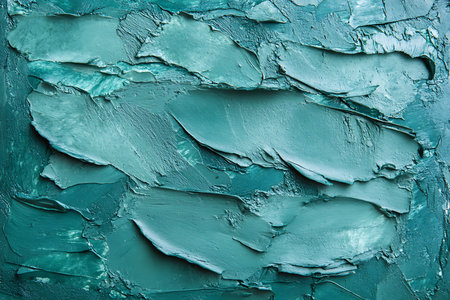 Captivating texture of oil paint strokes in a vibrant turquoise palette. The impasto technique creates a rich, three-dimensional feel.の素材