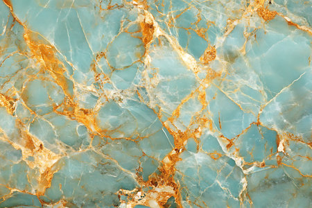 Close-up reveals an abstract blue onyx texture. Swirls and veins create a marble pattern with gold highlights, offering a unique and visually appealing effect.の素材