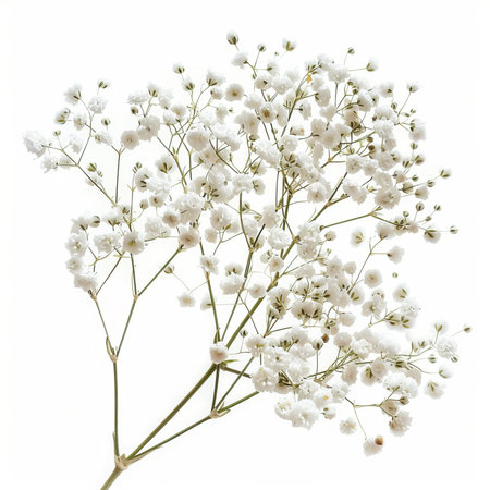 white Baby's breath Isolated on White Background. Beautiful Baby's breath Flowerの素材