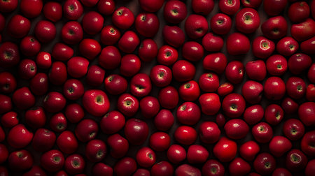 Fresh and Juicy Red Apples in a Large Pile, Close-Upの素材