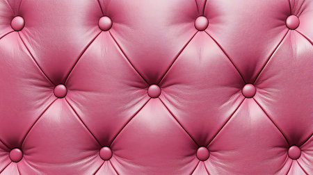 A textured closeup reveals the detail of vivid pink tufted leather with round buttons, creating a rich, tactile background for various interior or fashion projects.の素材