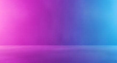 3d rendering of empty room with blue and pink gradient background.の素材
