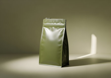 Coffee bag mockup. Blank foil bag template. 3d renderingの素材