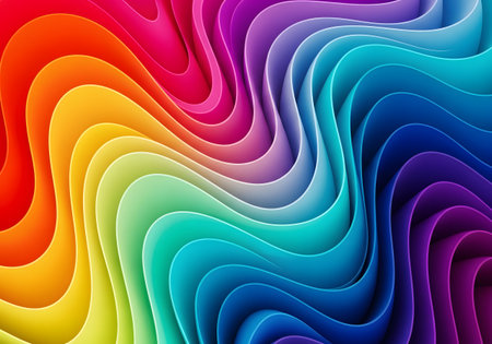 abstract colorful background with wavy lines in rainbow colors, vector illustrationの素材