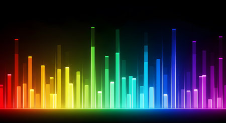 Abstract background with colorful glowing lines. Vector illustration. Eps 10.の素材