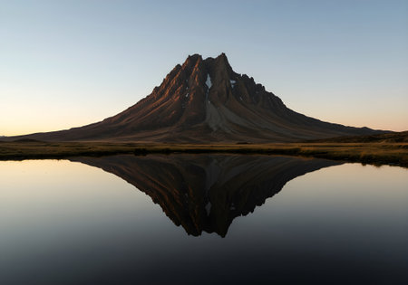 Reflection of Kirkjufell mountain in the water, Icelandの素材