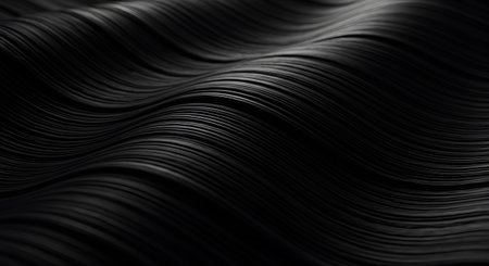 Abstract wavy black background. 3d rendering, 3d illustration.の素材