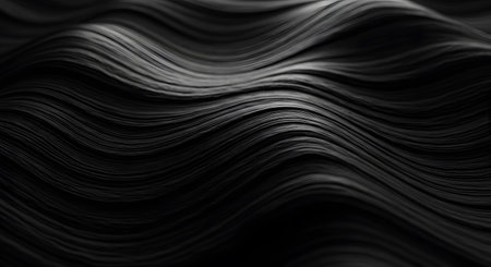 Abstract black wavy background. 3d rendering, 3d illustration.の素材