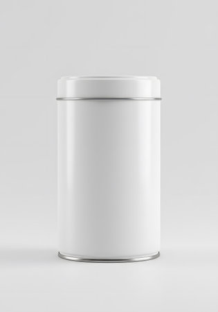 White tin can mockup, 3d rendering isolated on white backgroundの素材