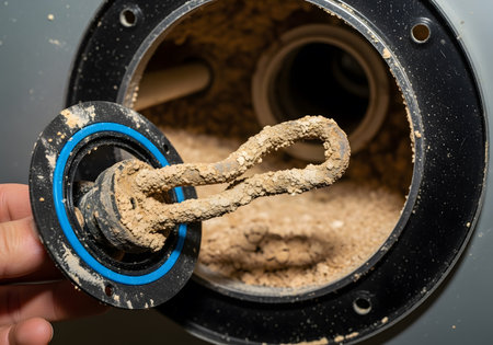 Close up of a vacuum cleaner cleaning a hole in a sink.の素材