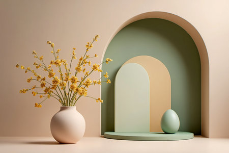 3d render of minimal display podium with pastel color theme.の素材