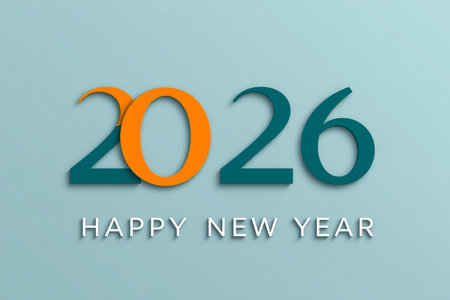 The year 2026 is displayed in large, bold numbers with a gradient color effect.の素材