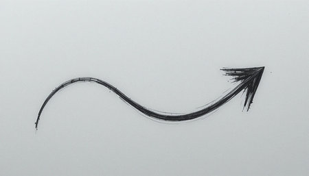 A hand-drawn, wavy black arrow curves from left to right, ending with a sharp point indicating upward and rightward direction.の素材