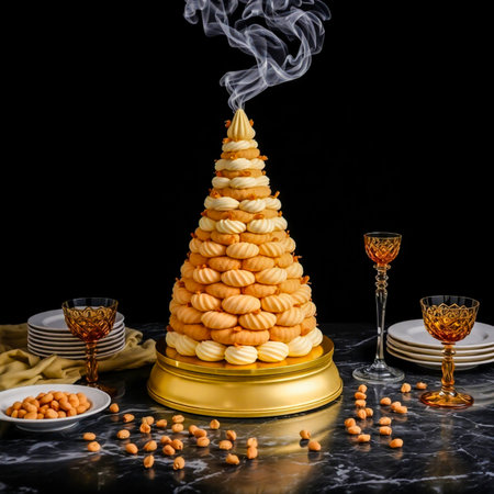 Christmas tree made of cookies on a black background. New Year conceptの素材