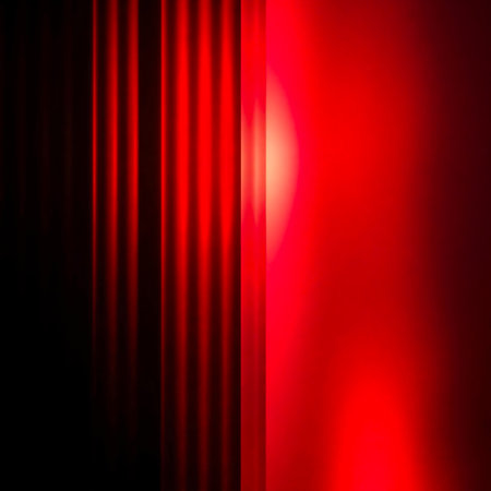 Red Stage Curtain with Light Rays and Copy Space for Your Textの素材