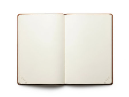 Open notebook pages isolated on white backgroundの素材