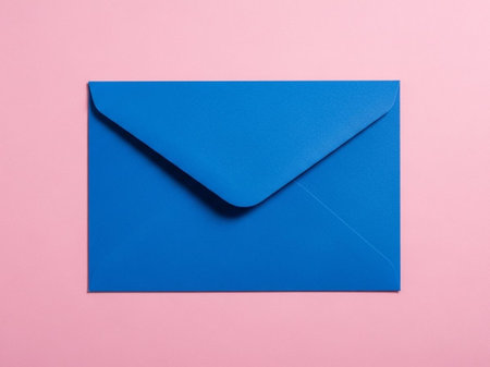 Blue envelope isolated on white backgroundの素材