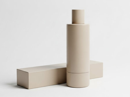 Minimalist perfume bottle and box set isolated on white backgroundの素材