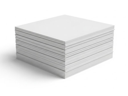 Stack of white paper sheets isolated on white backgroundの素材