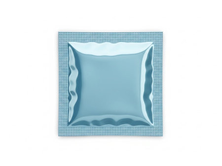 Square blue cushion on checkered backgroundの素材