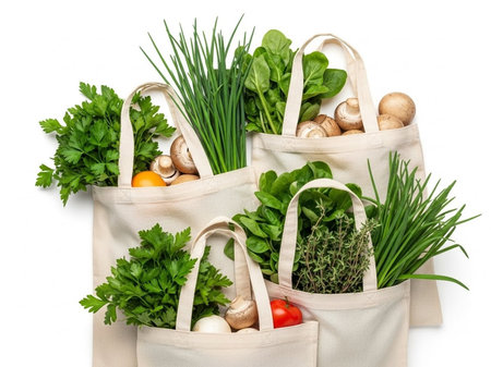 Fresh produce in reusable bagsの素材