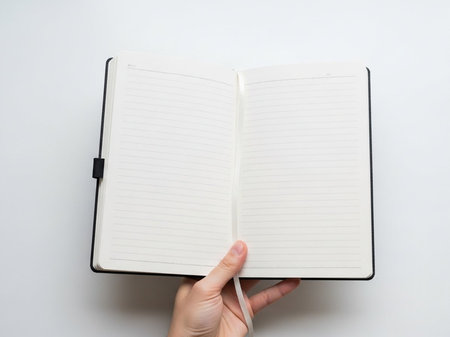 Open notebook ready for writingの素材