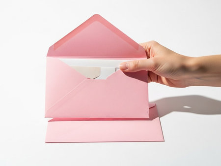 Opening a pink envelopeの素材