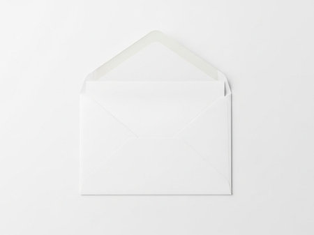 Single white envelope on white backgroundの素材