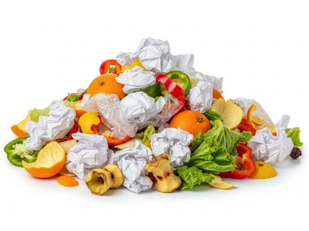 Mixed food waste and crumpled paperの素材