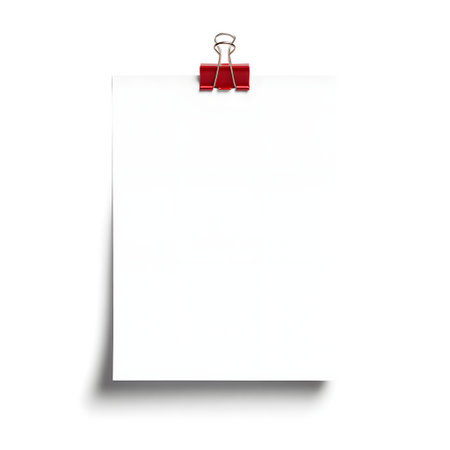 Charming snowman with red scarf and hat adorns a blank white paper with shadowの素材