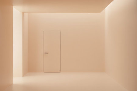 A clean, contemporary hallway with subtle, warm lighting creating a serene atmosphere.の素材