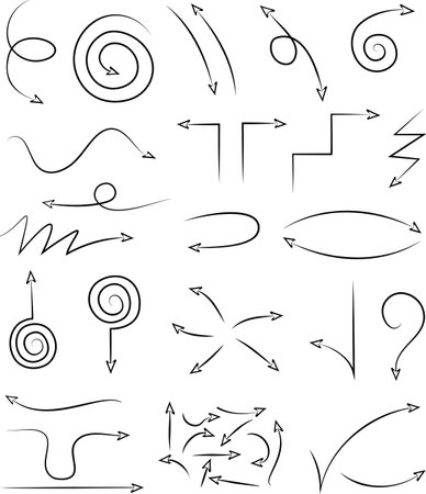 illustration of arrow set in black and whiteのイラスト素材