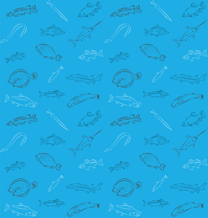 Vector illustration of seamless fish patternのイラスト素材