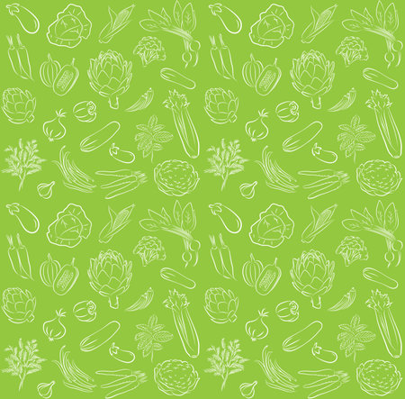 vector pattern of seamless background with vegetablesのイラスト素材