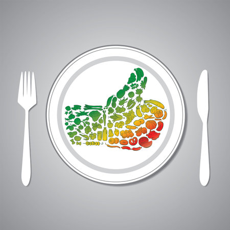 vector illustration of food thumbs up on plateのイラスト素材