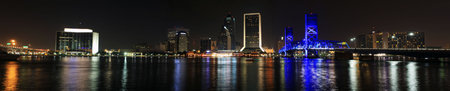 Jacksonville Florida Skyline as seen at night. Panoramaの写真素材