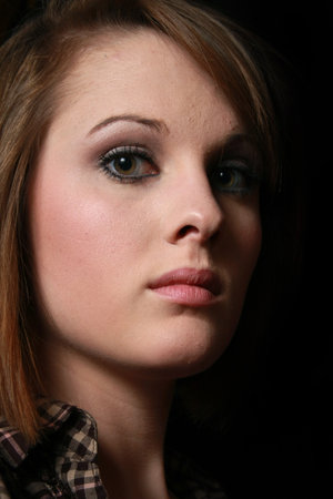 A close up of a young beautiful womanの写真素材