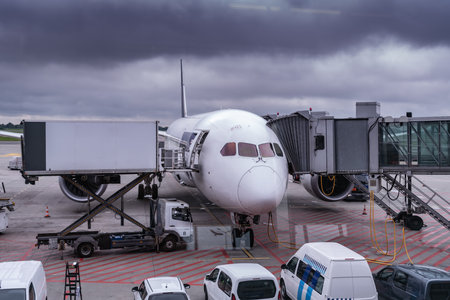 Airplane standing on the airport.の写真素材