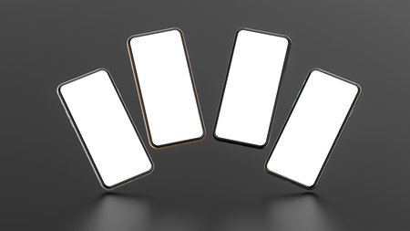 Smartphones with blank screen. Template, mockup, design.