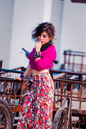 Beautiful asian girl posing in CITYの写真素材