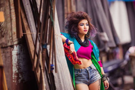 Beautiful asian girl posing in CITYの写真素材