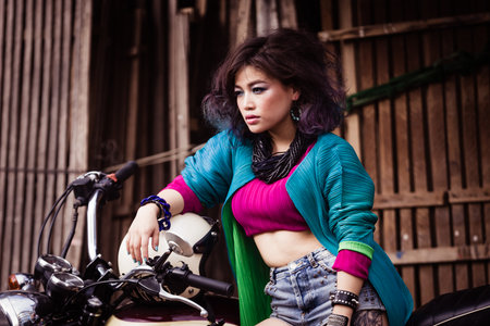 Beautiful asian girl posing in CITYの写真素材