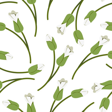 Vector seamless pattern of flowers. An image of summer botany. Drawing of white flowers for wallpaper.のイラスト素材