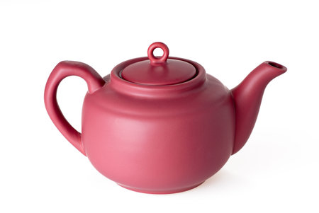 Ceramic teapot isolated on whiteの写真素材