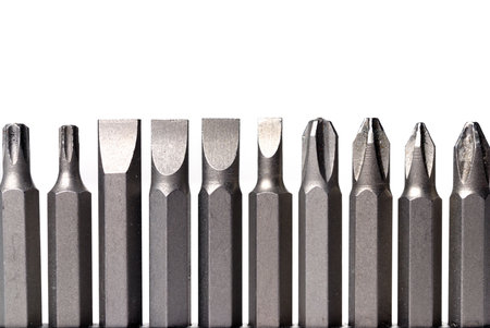 Screw-drivers in line isolated on white